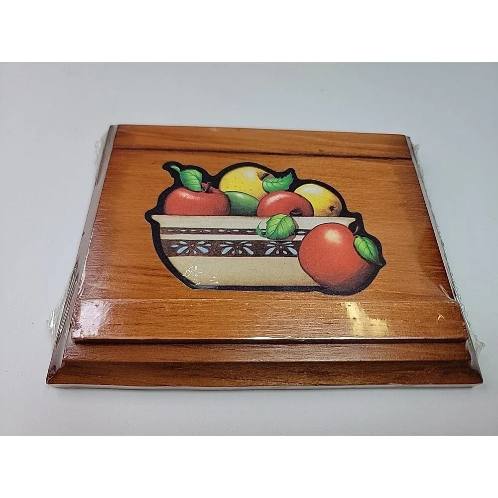 Vintage 1980 Current Inc Recipe Minder Wood Wall Plaque Fruit Kitchen Decor